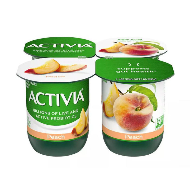 Dannon Activia Low Fat Peach Probiotic Yogurt - 4oz x4 cups (454g)