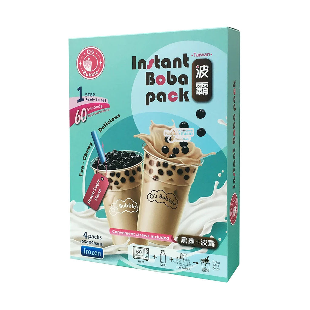 O'S Bubble Taiwanese Recipe Instant Tapioca Boba Pack (Brown Sugar Flavor) 9.2 oz