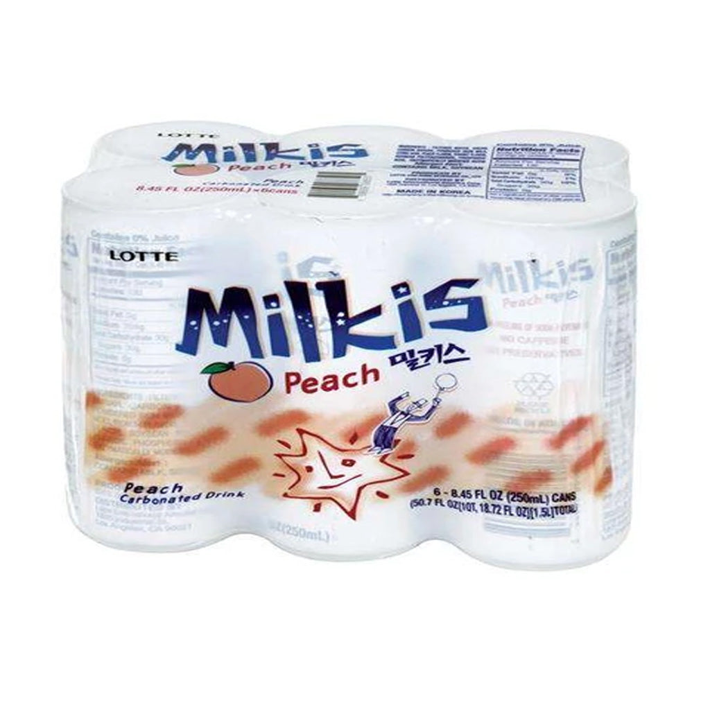 Lotte Milkis Carbonated Drink Peach Flavor 6x 8.45 oz