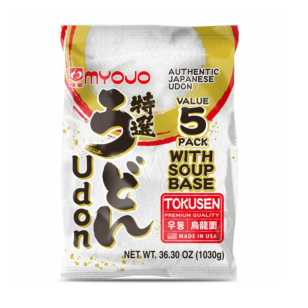 MYOJO Authentic Japanese Udon With Soup Base (Tokusen Premium Quality) Value 5 Pack / 1030g