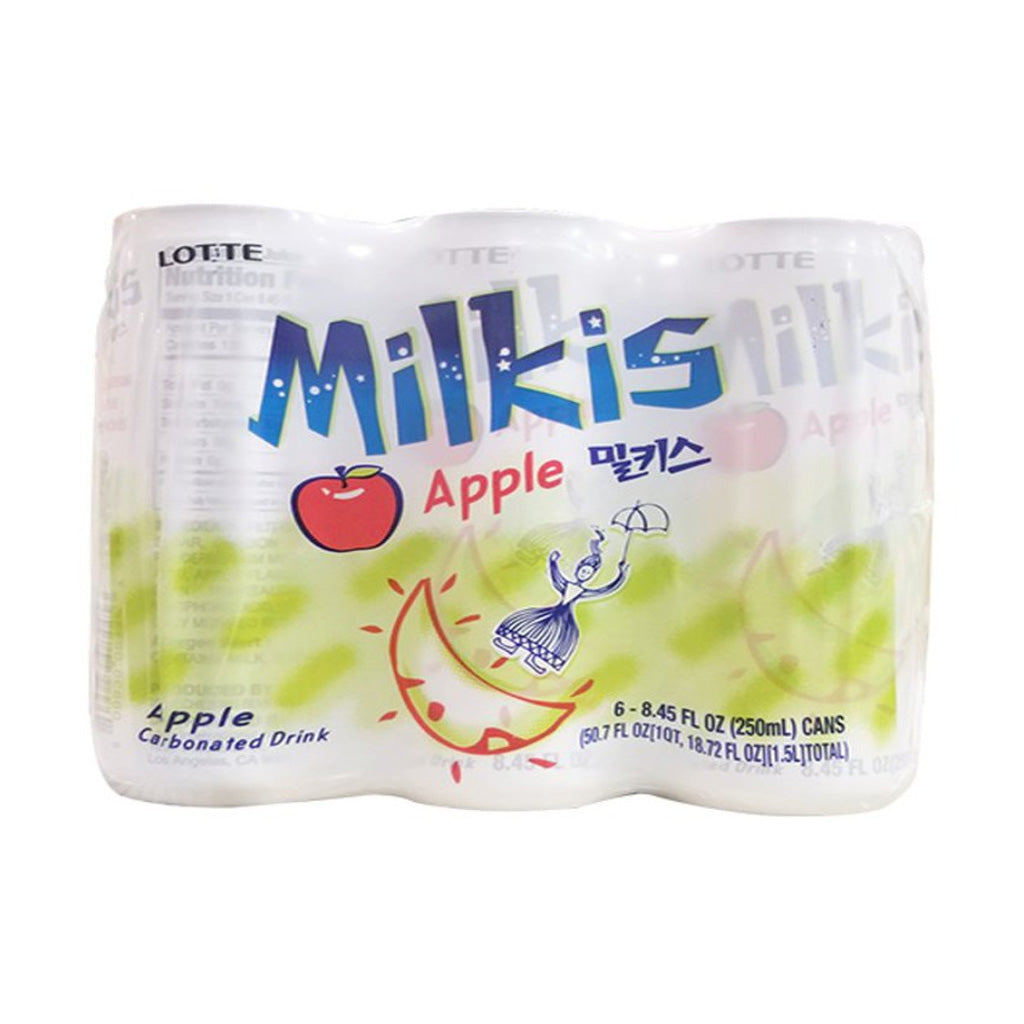 Lotte Milkis Carbonated Drink Apple Flavor 6x 8.45 oz