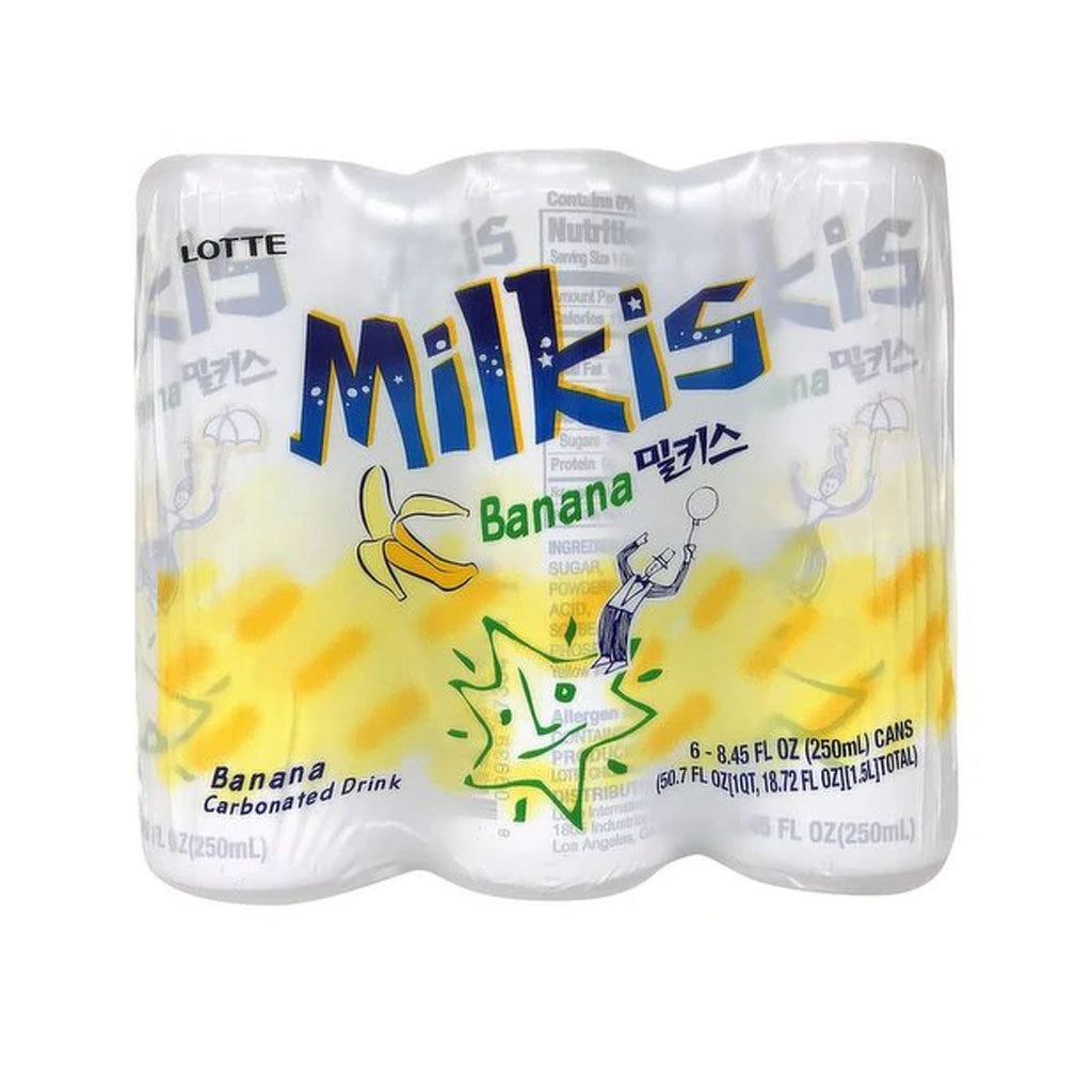 Lotte Milkis Carbonated Drink Banana Flavor 6x 8.45 oz