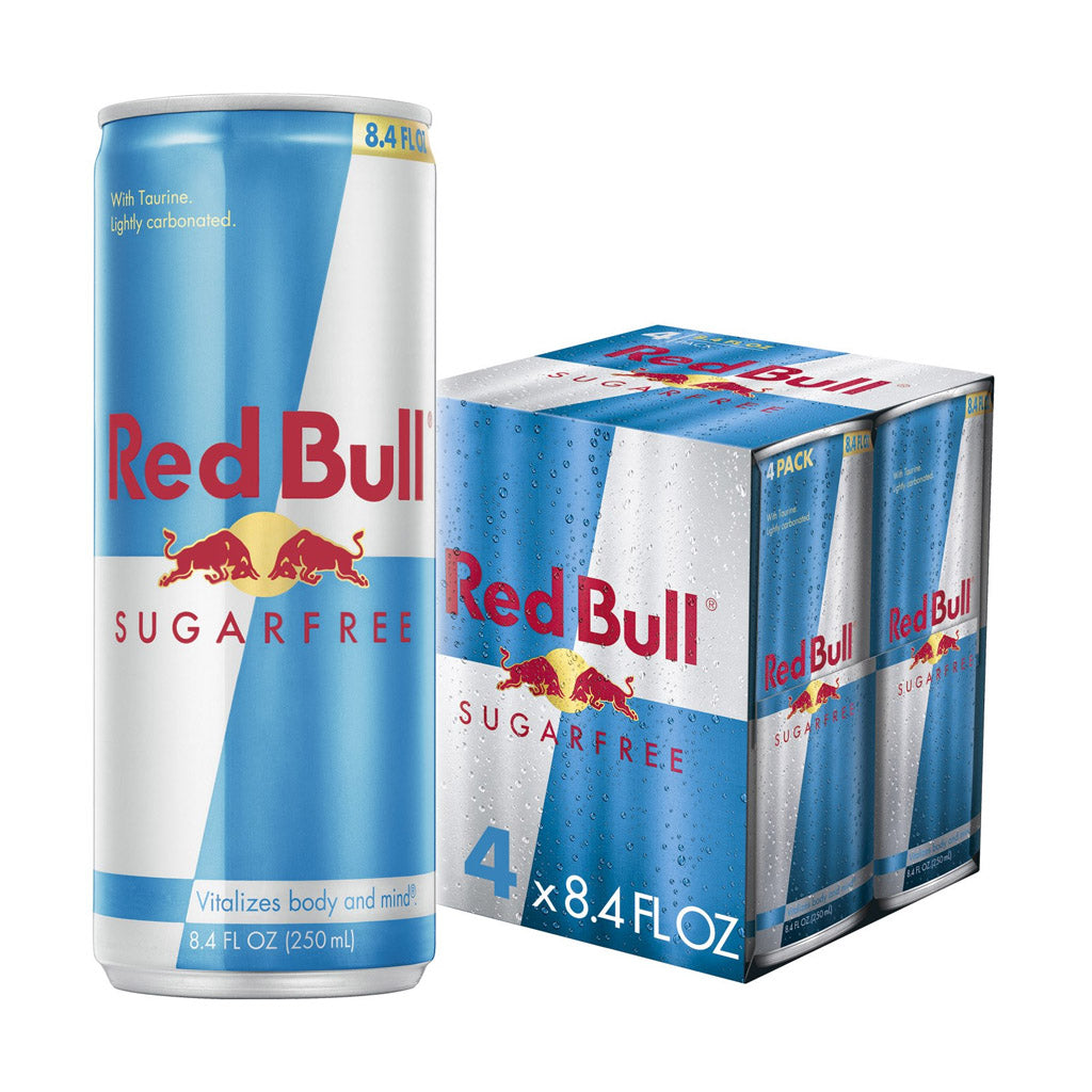 (4 Cans) Red Bull Energy Drink Sugar free 8.4 Fl Oz