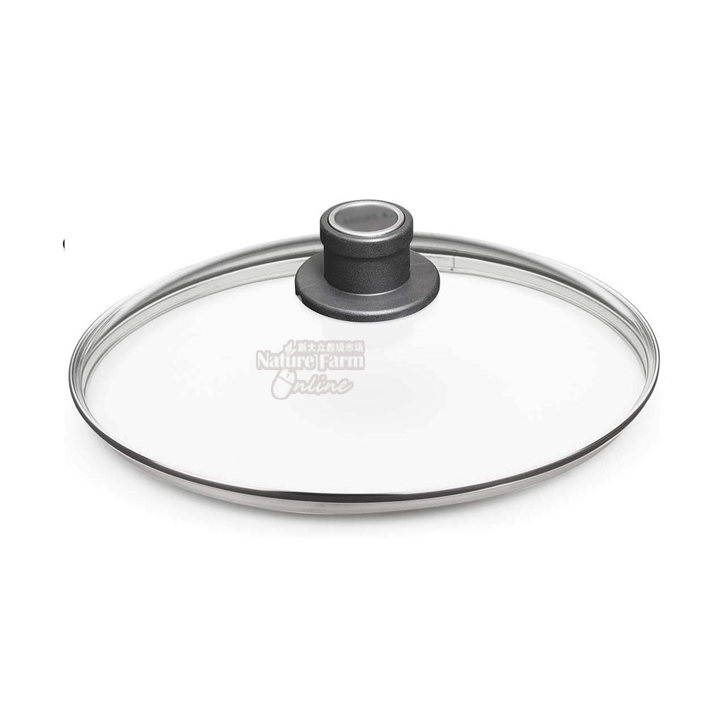 Tempered Glass with Stainless Steel Rim and Rounded Knob with Vent Hole Lid, 11", Clear