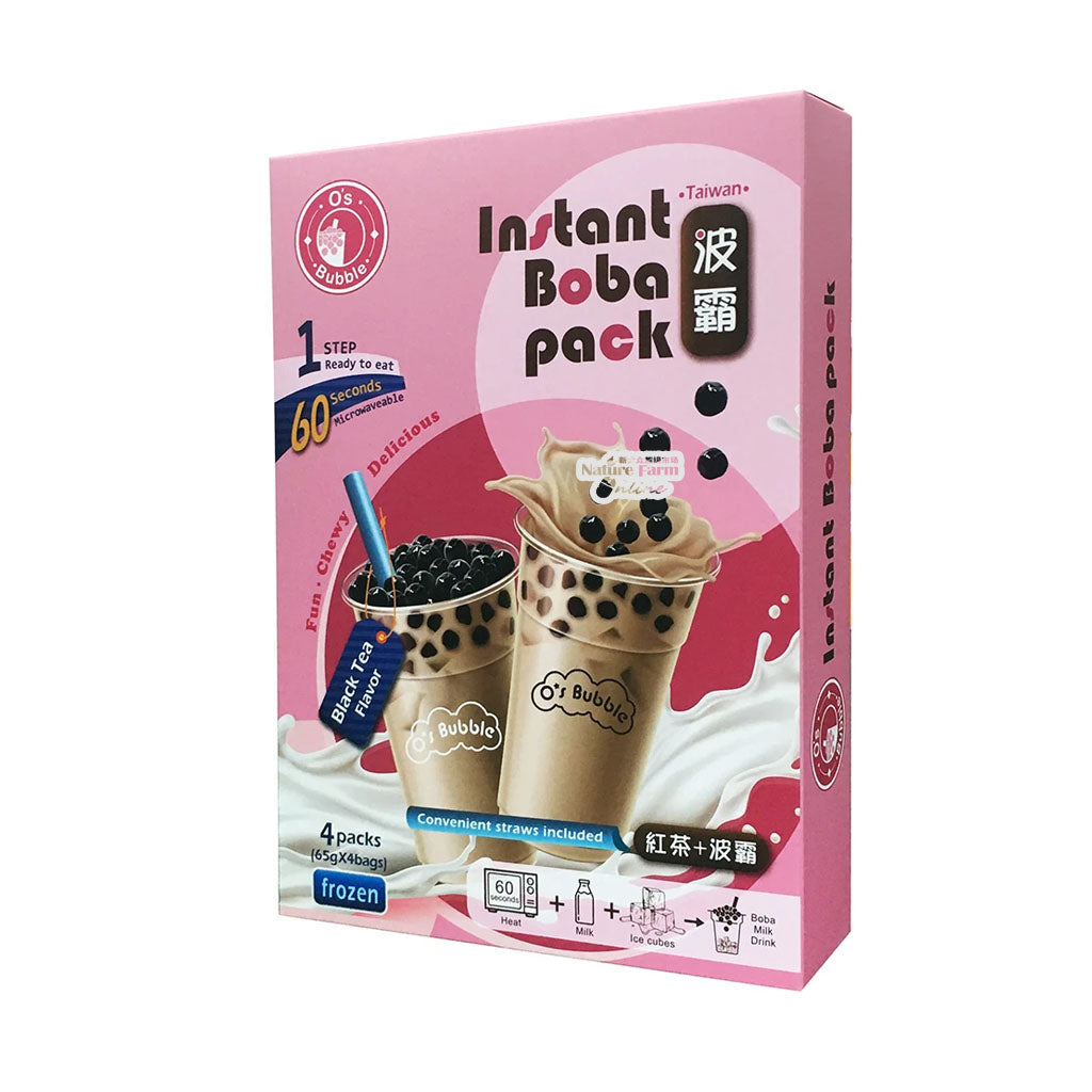 O'S Bubble Taiwanese Recipe Instant Tapioca Boba Pack (Black Tea) 9.2oz