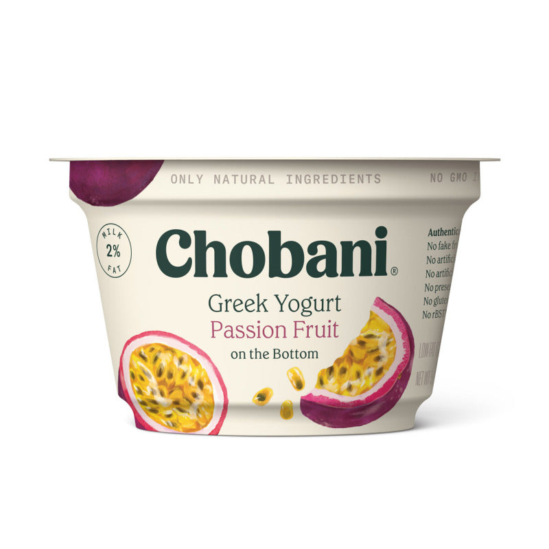 Chobani Non-Fat Greek Yogurt Passion Fruit on the Bottom 5.3oz