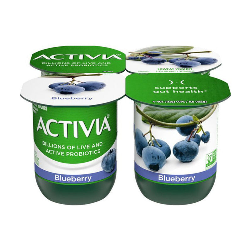 Dannon Activia Low Fat Bluberry Probiotic Yogurt - 4oz x4 cups (454g)