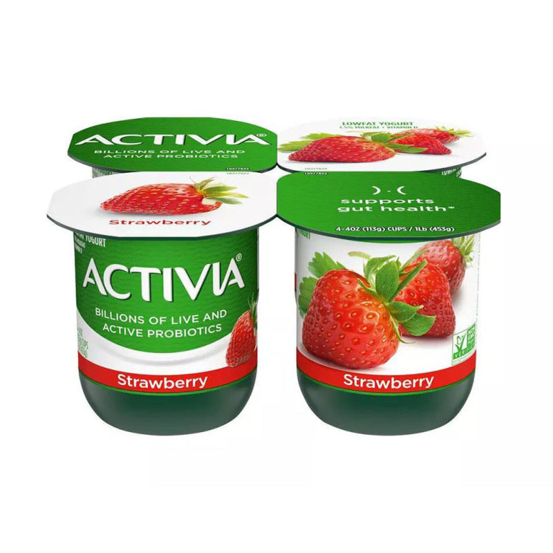 Dannon Activia Low Fat Strawberry Probiotic Yogurt - 4oz x4 cups (454g)