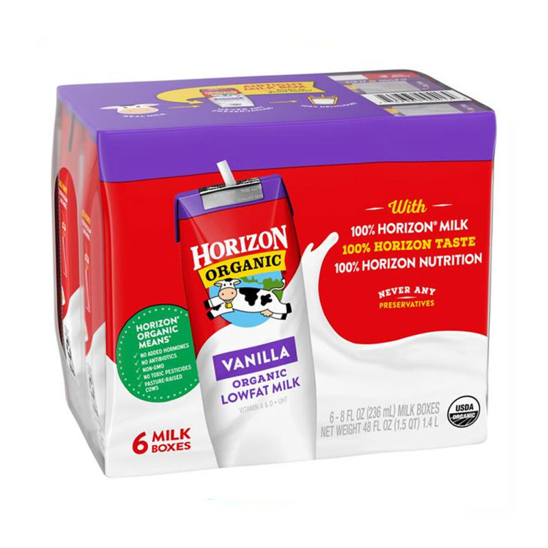 Horizon Organic Lowfat Milk Vanilla 6 Pack 48 fl oz Packs